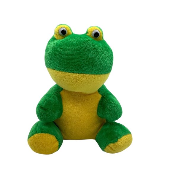 K & K Sales LLC Plush Green & Yellow Frog 10" Stuffed Animal 7.5" - Picture 1 of 5